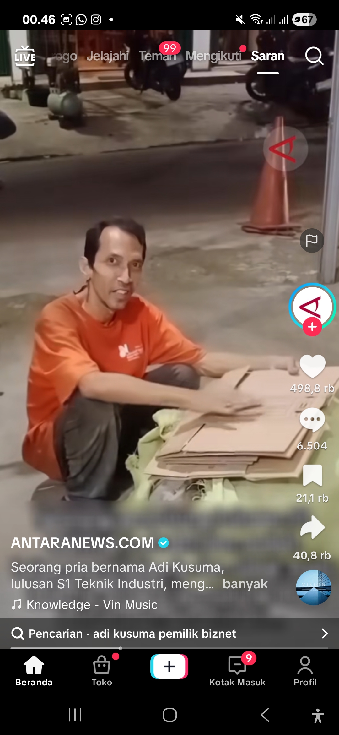 Adi Kusuma, jebolan sarjana teknik yang tidak gengsi menjadi pemulung.