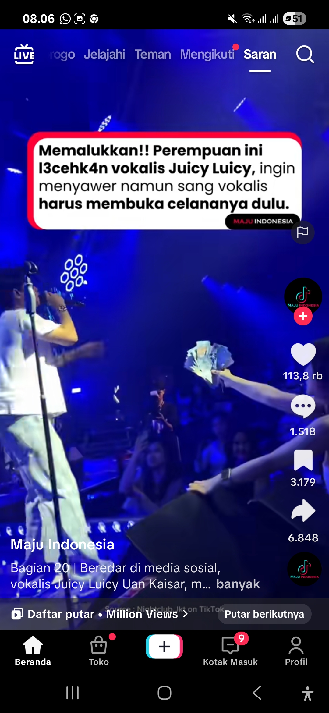 Viral vokalis Juicy Luicy disawer dengan cara tak pantas.