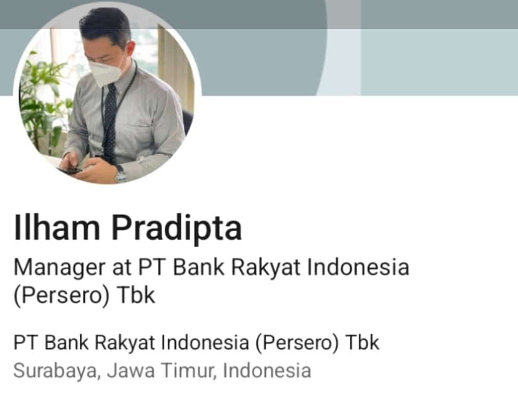Profil Kepala Cabang BRI Cempaka Putih Mohamad Ilham Pradipta yang ditemukan tewas dalam keadaan mengenaskan.
