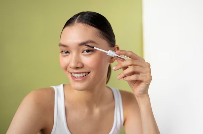 Ilustrasi serum bulu mata yang menutrisi.