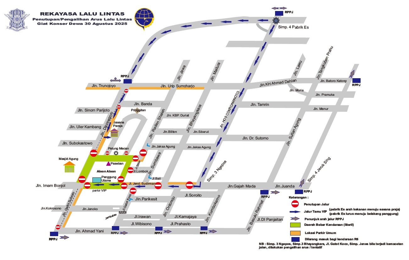 Rekayasa lalin diterapkan selama konserp Dewa 19, simak jadwal jalur mulai ditutup.