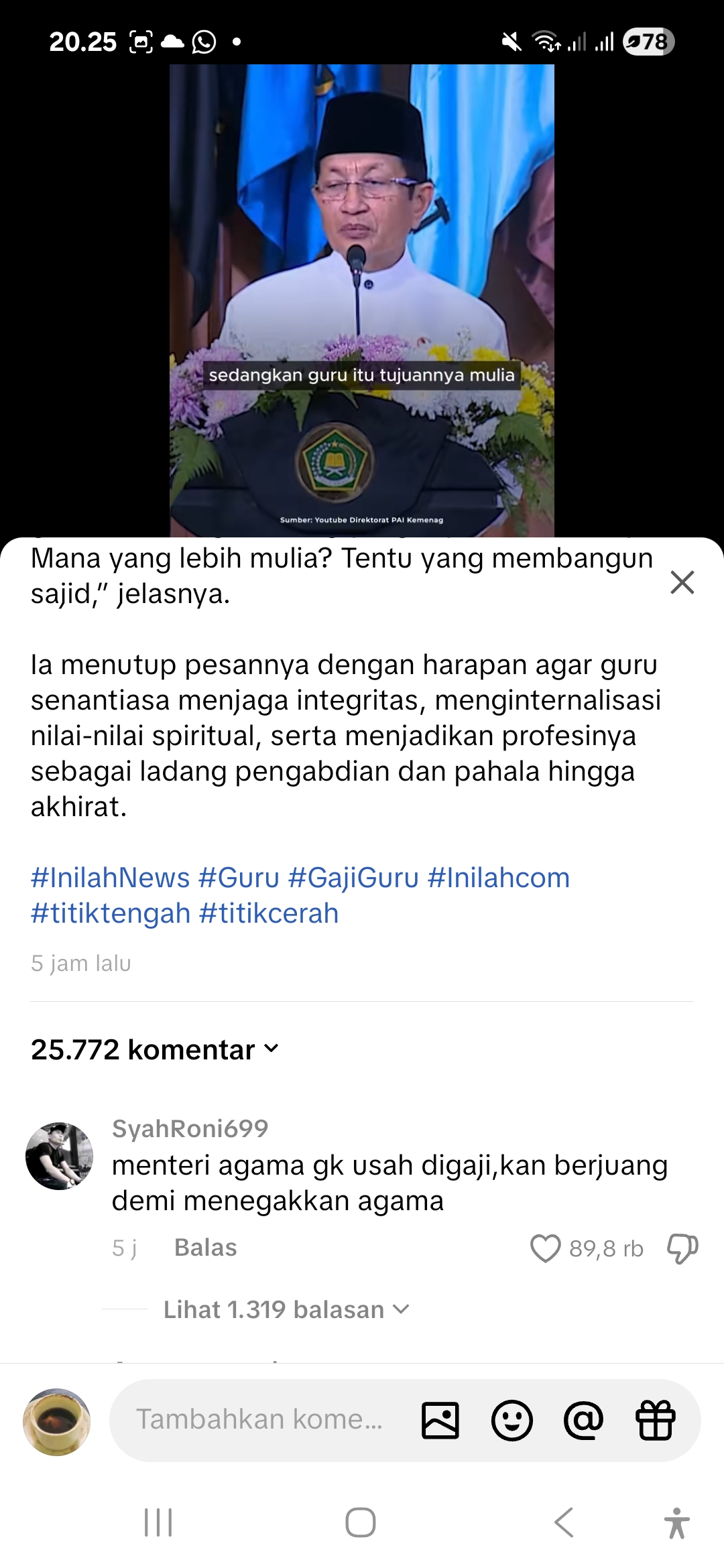 Sambutan Menag Nasaruddin Umar yang viral.