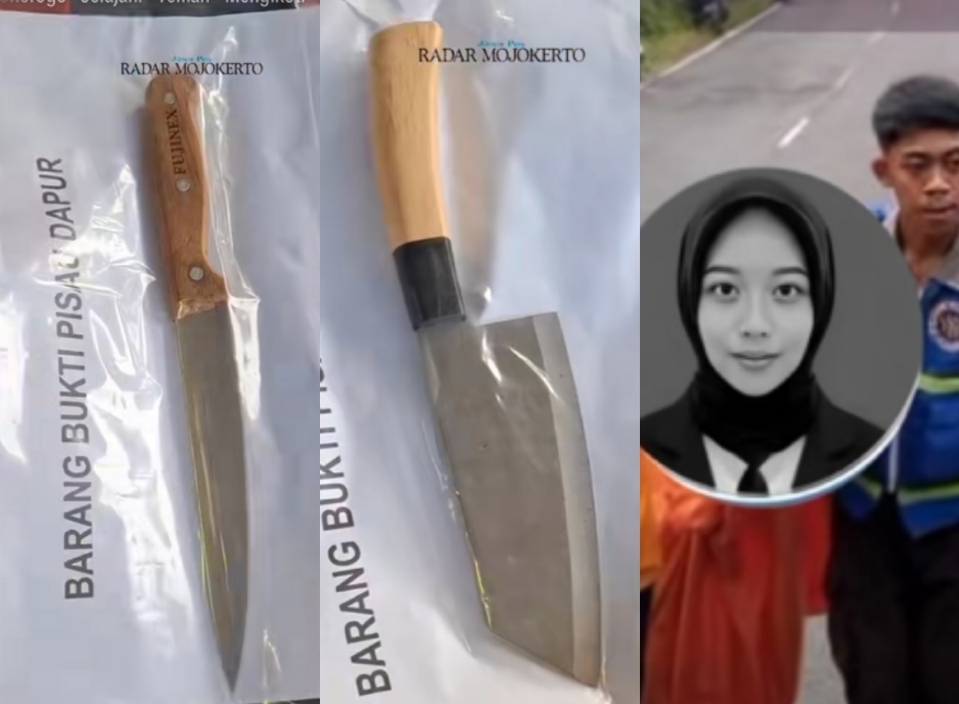 Pisau yang digunakan Alvi Maulana, pelaku mutilasi kekasihnya di Pacet Mojokerto.