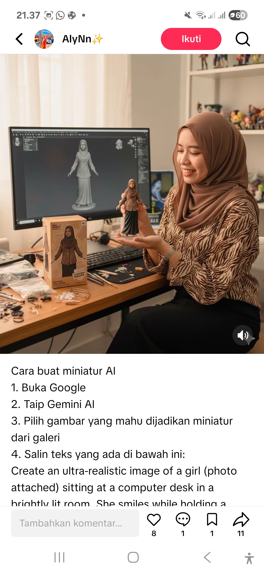 Ubah foto jadi video action figure Gemini AI.