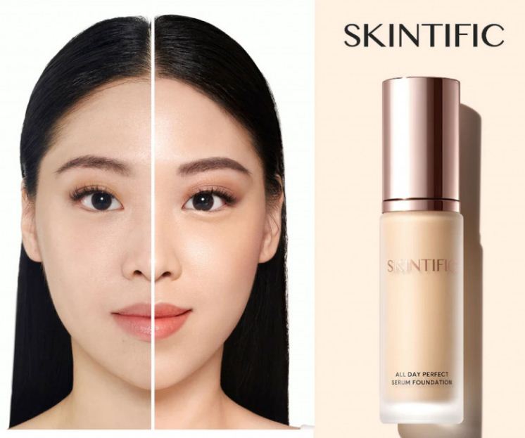 Ilustrasi Skintific foundation untuk perawatan kulit.