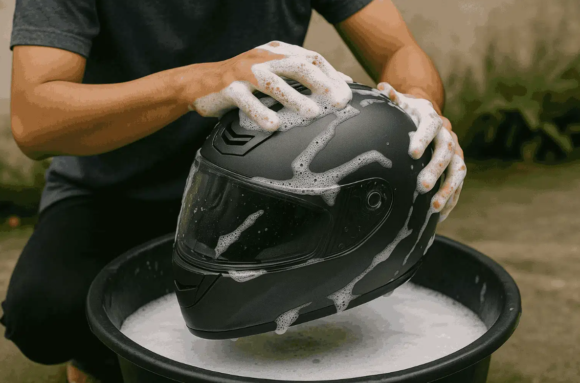 Cuci helm di rumah itu mudah! Ikuti panduan ini agar helm tetap bersih, wangi, dan awet.