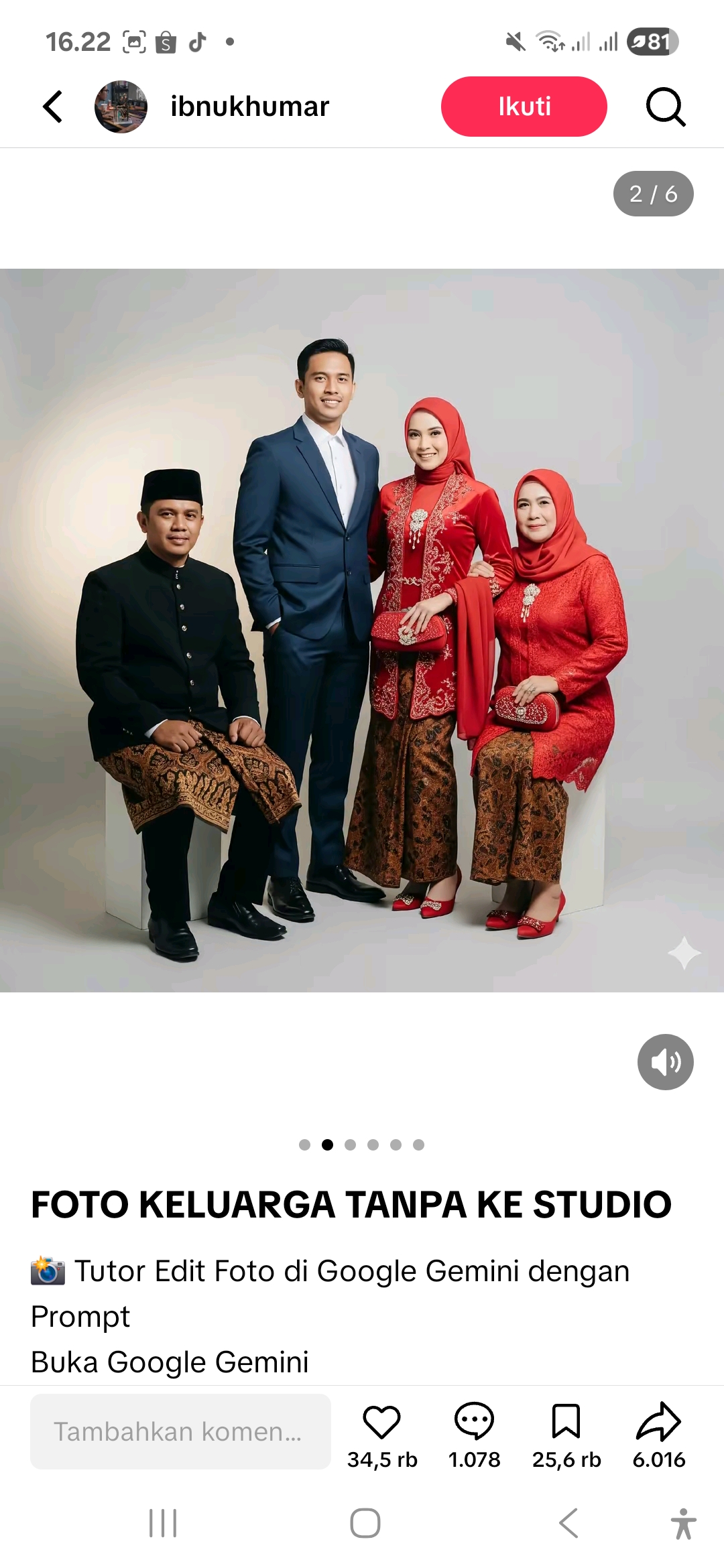 Prompt edit foto keluarga di Gemini AI tanpa harus ke studio.