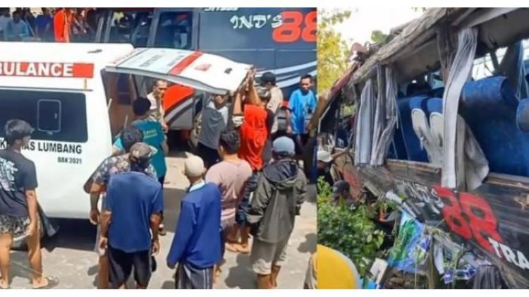 Bus Rombongan dari RS Bina Sehat Jember Mengalami Rem Blong.