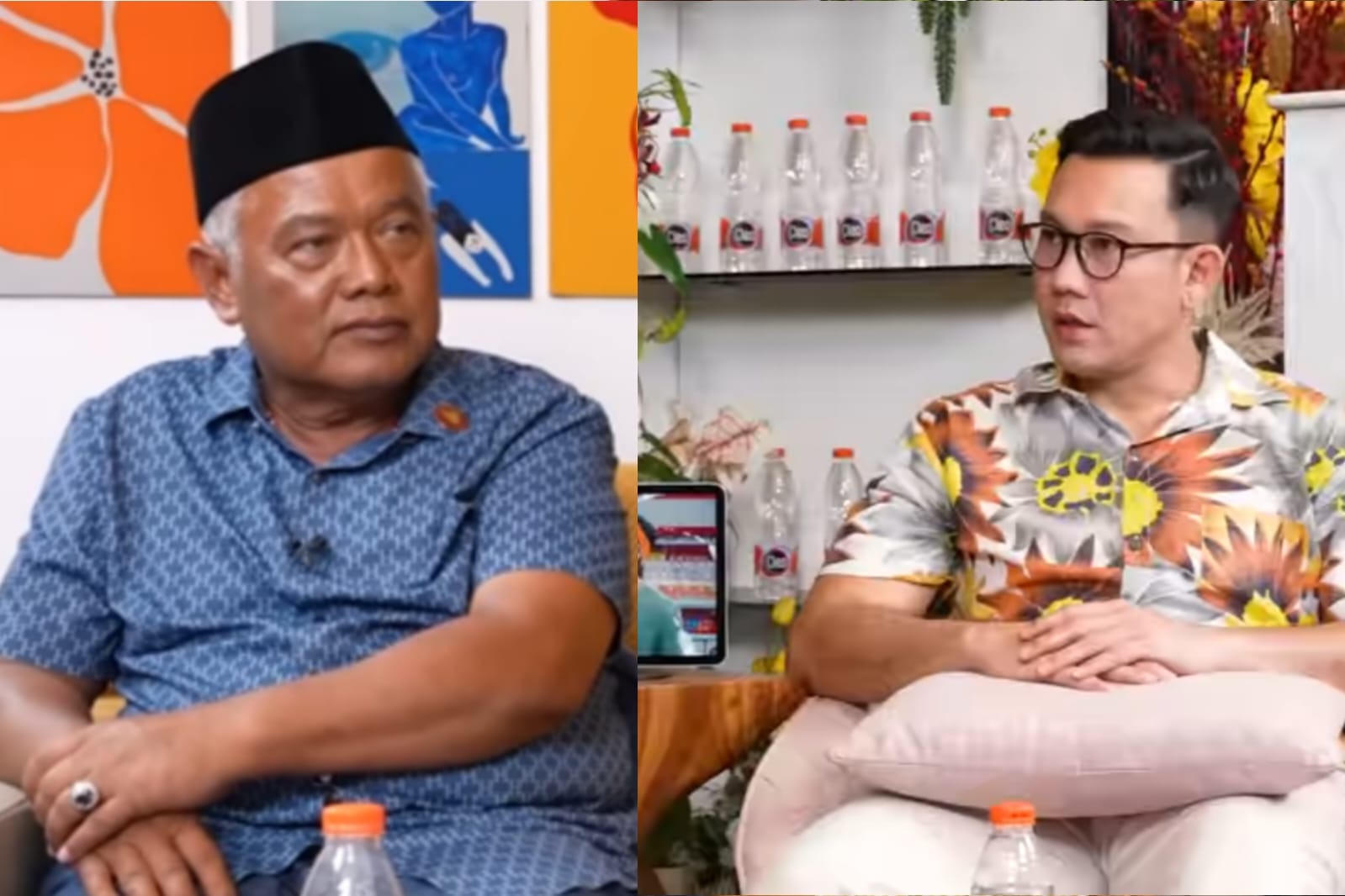gambar yai min dan deny sumargo yang sedang melakukan podcast