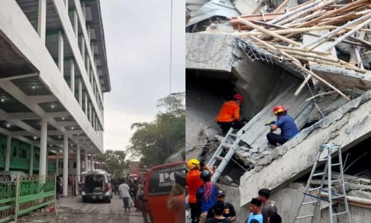 Bangunan Ponpes Al Khoziny Sidoarjo ambruk, terselip cerita santri yang pernah dihukum ikut ngecor. (kolase Antara)