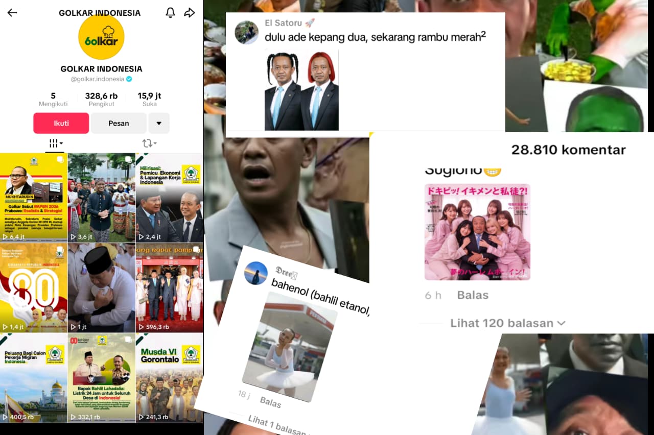 akun tiktok milik golkar diserbu meme yang berkaitan dengan ketum.