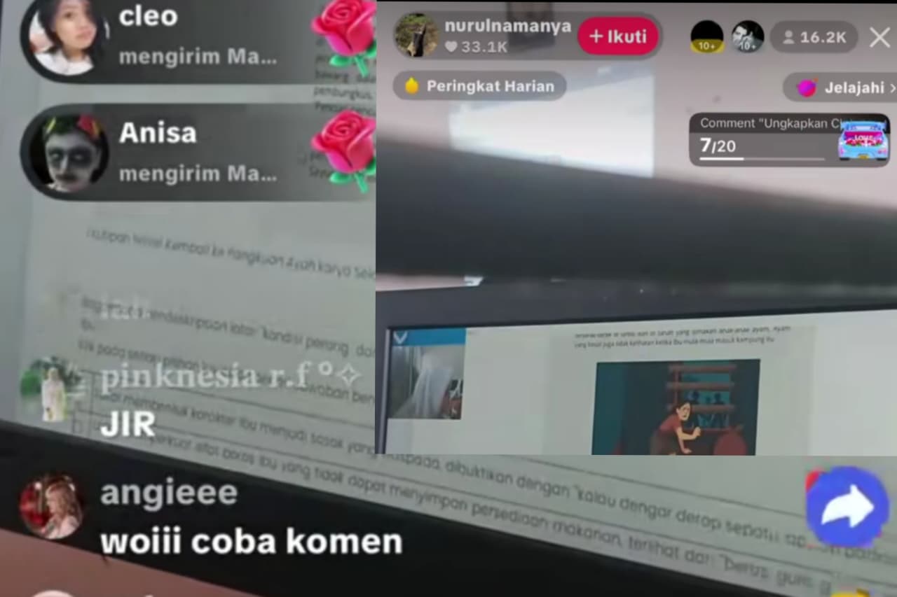viral seorang siswa tengah live tiktok selama berlangsungnya tka.
