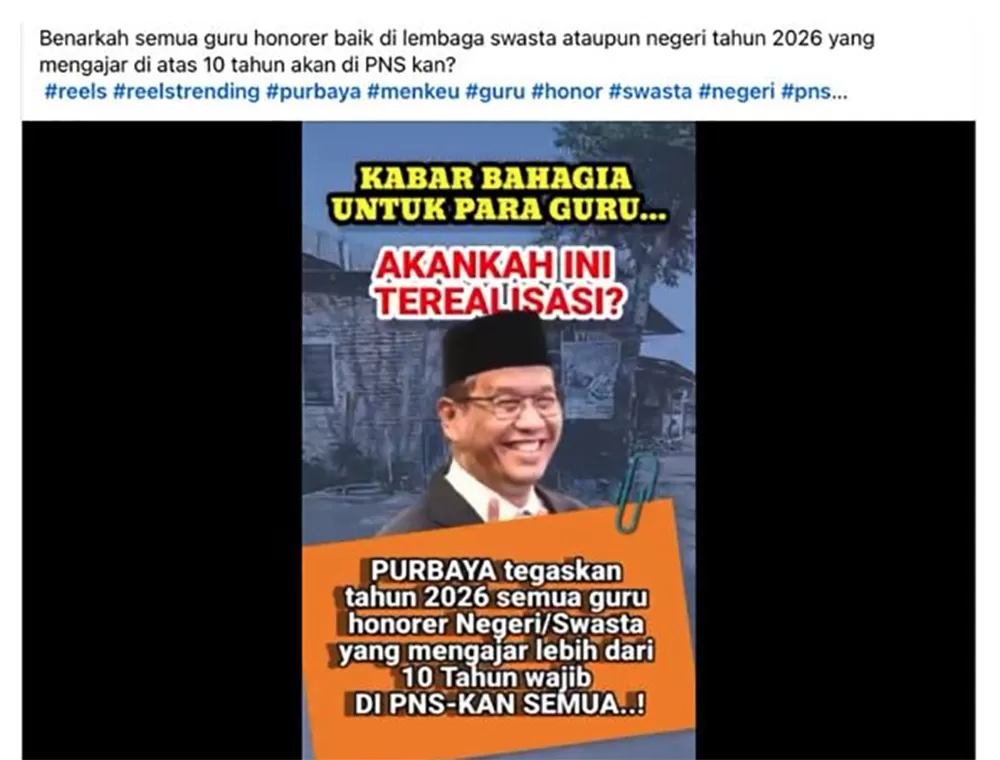 Menkeu Purbaya Sebut Guru Honorer yang Mengajar di Atas 10 Tahun akan Diangkat Jadi PNS Benarkah?