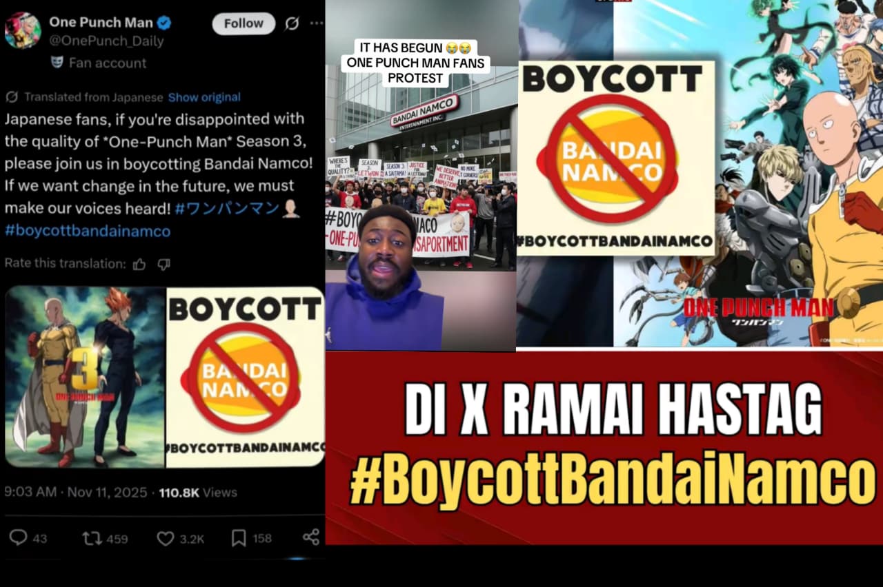 fans One Punch Man ramai serukan boikot pada Bandai Namco.