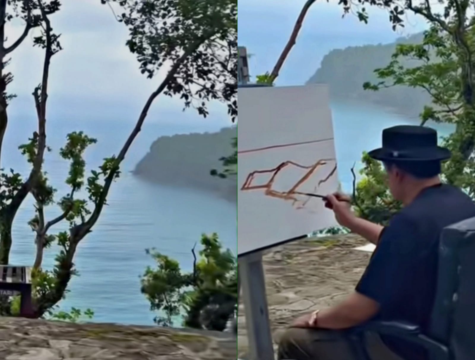 Momen SBY melukis dengan view Mentari Ocean di Pacitan
