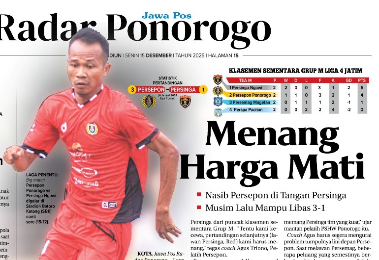 Persepon Ponorogo bersiap menghadapi Persinga Ngawi pada laga penentuan Grup M Liga 4 Jatim di Stadion Batoro Katong.&nbsp;