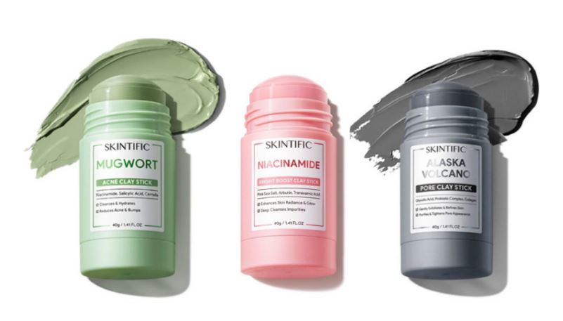 Masker Clay Stick Skintific yang punya tiga varian.