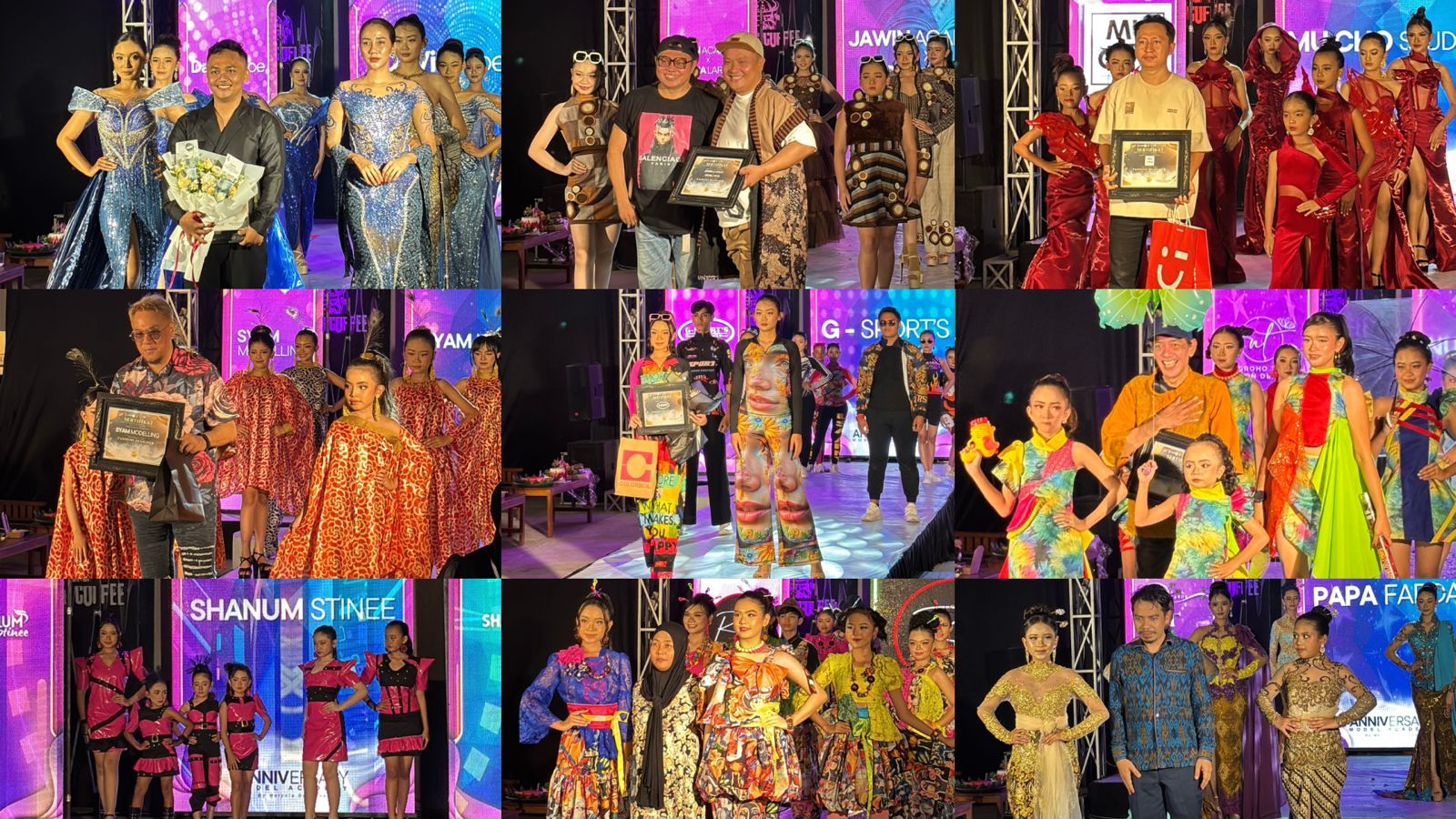 Kemeriahan anniversary perdana Academy Modeling Jember yang menampilkan kolaborasi model dan desainer dari berbagai daerah sebagai ajang penjaringan bakat muda dunia modeling.