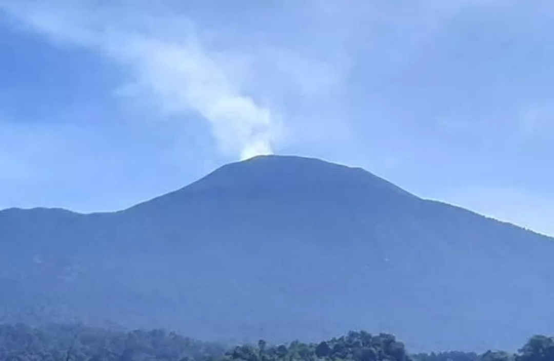 Tim SAR melakukan penyisiran jalur pendakian Gunung Slamet di tengah cuaca berkabut.