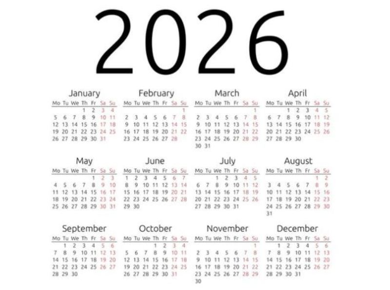 Kalender 2026.