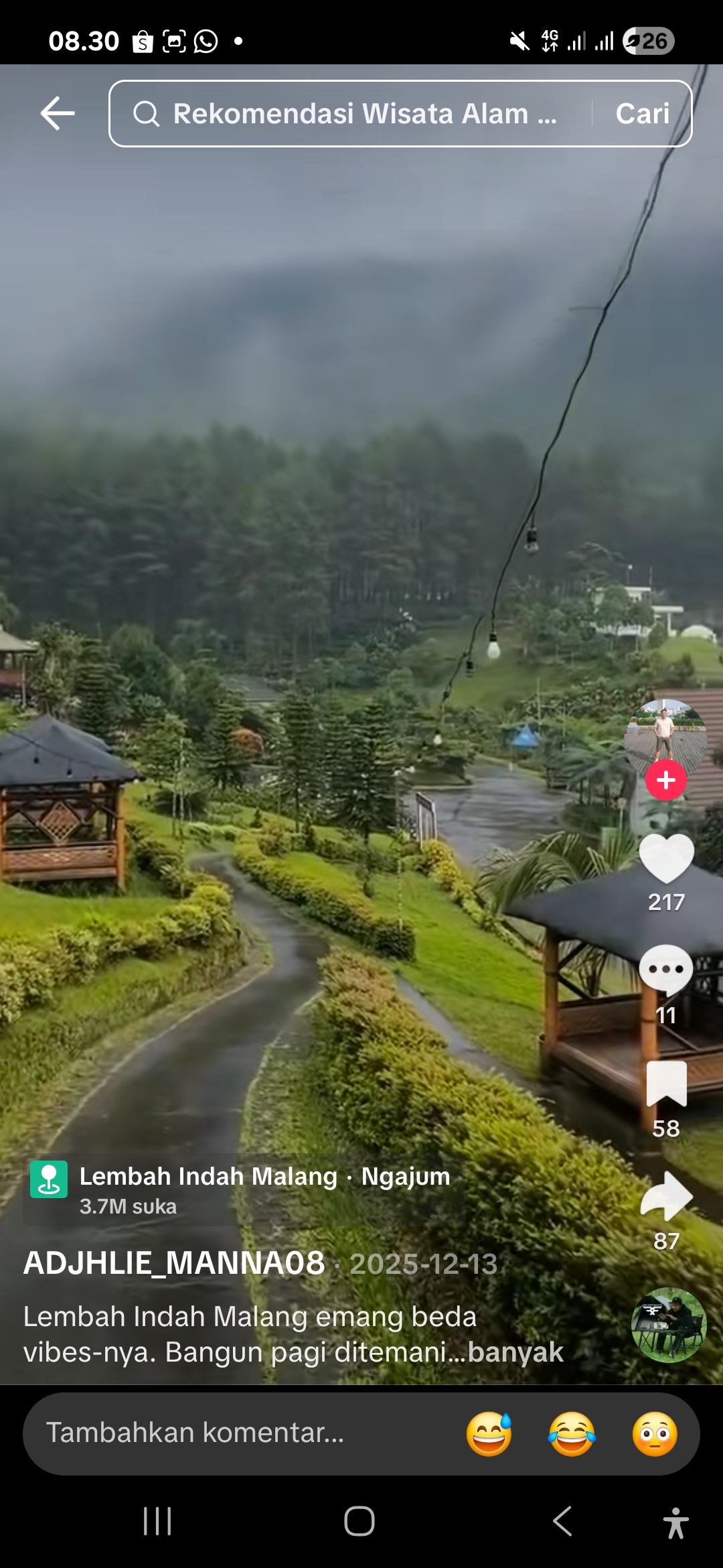 Suasana pagi berkabut di Lembah Indah Malang, Kecamatan Ngajum, Kabupaten Malang, yang menawarkan panorama wisata alam menenangkan.