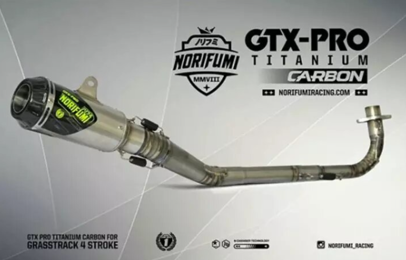 Norifumi Knalpot GTX cocok untuk pengguna motor bebek yang menginginkan nuansa balap dengan suara agresif.