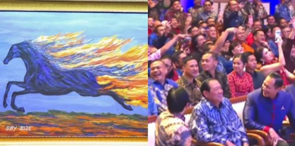 Lukisan &lsquo;Kuat dan Energik Laksana Kuda Api&rsquo; karya SBY terjual Rp6,5 miliar dalam lelang Imlek.