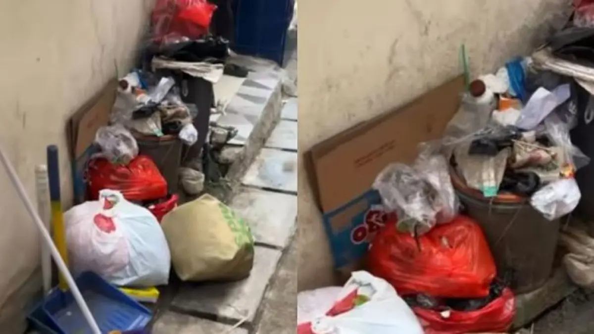Tumpukan sampah di depan rumah kontrakan warga Cengkareng usai ditinggal mudik Lebaran. (ISTIMEWA)