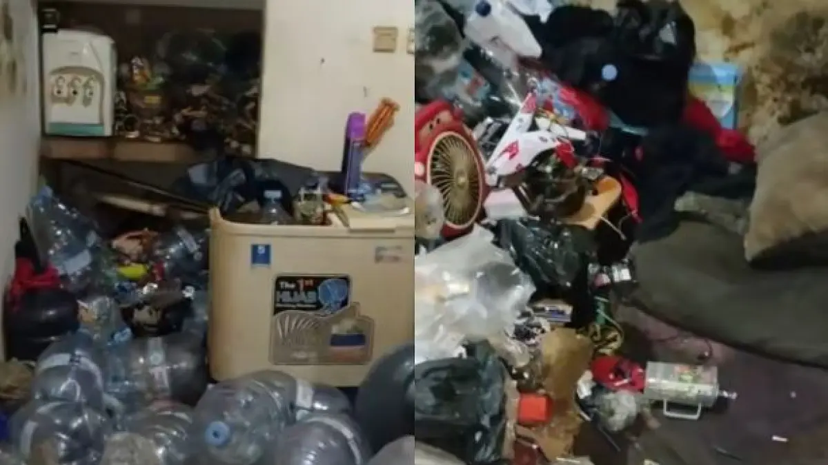 Pemilik kontrakan kaget kamar kontrakan penyewa penuh sampah di Tangsel saat ditinggal mudik. (TikTok/fitrieka95_)