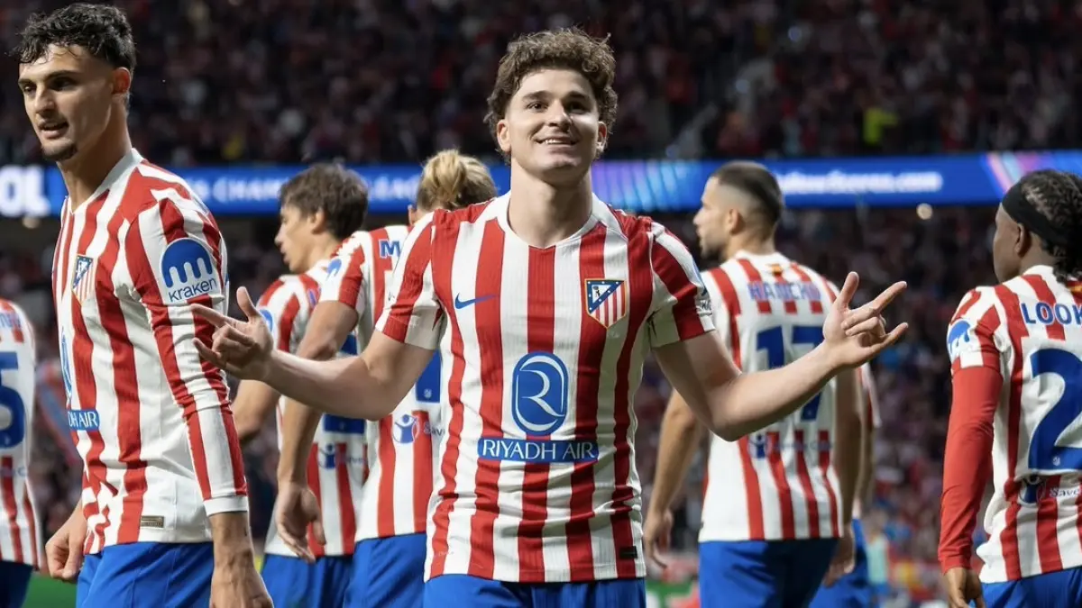 Julian Alvarez ketika berhasil mencetak gol pinalti ke gawang Arsenal pada SemiFinal Leg-1 UEFA Champions League. (30/05/26). Foto: Instagram @juliaanalvarez