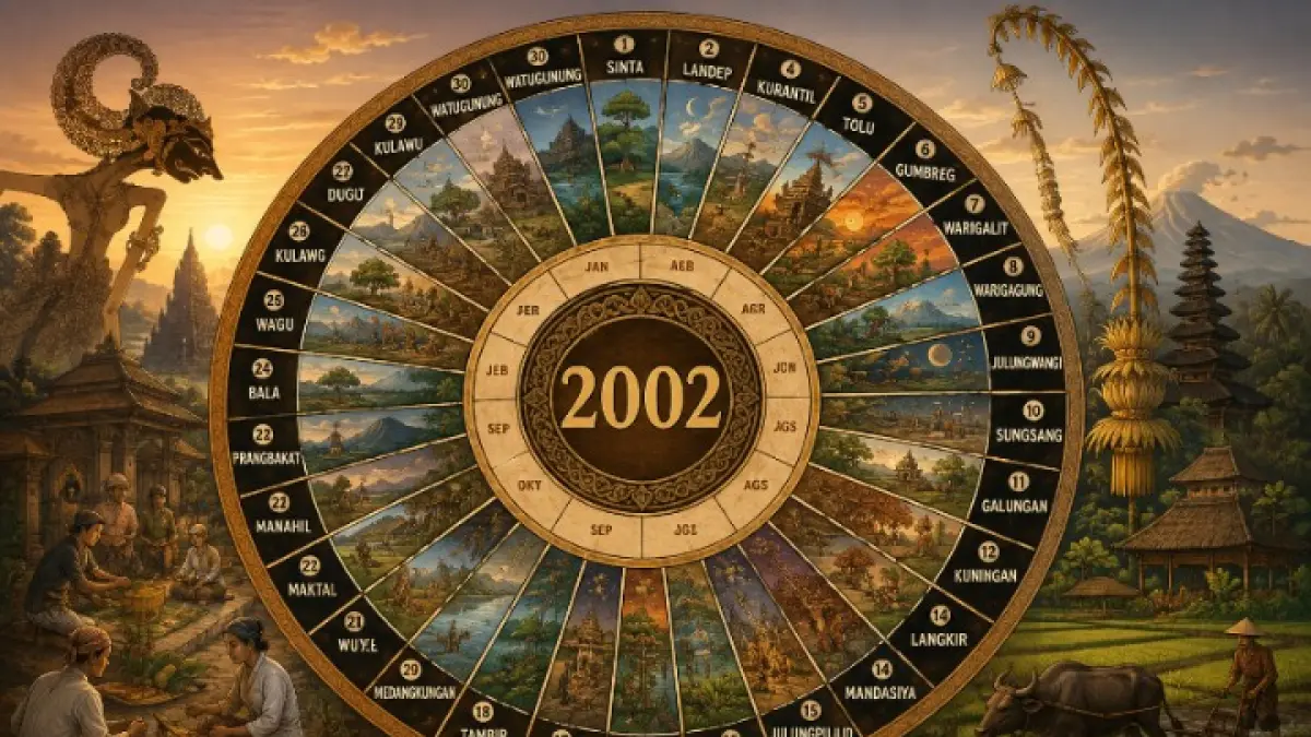 Ilustrasi daftar wuku yang berlangsung sepanjang 2002.