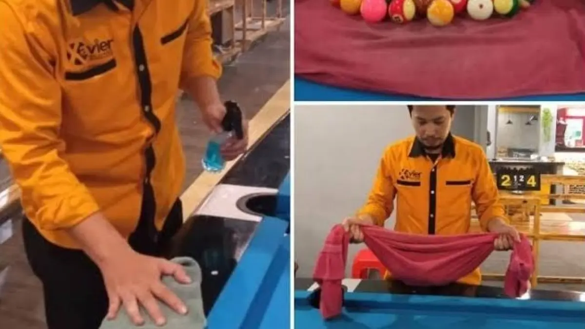Membersihkan Meja Biliard Sangatlah Penting agar Permainan dan Laju Bola Semakin Lancar.
sumber gambar: sports.okezone.com