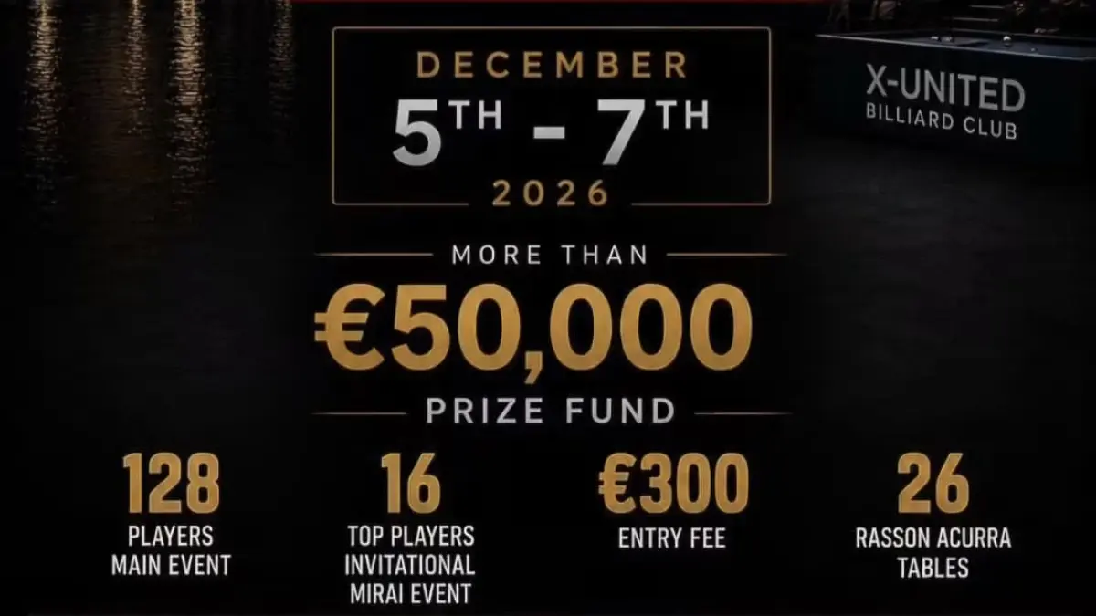 Mezz Sevilla Open 2026 bakal mempertemukan 128 pebiliar top di X-United Club Spanyol pada 5–7 Desember mendatang.
sumber gambar: Facebook