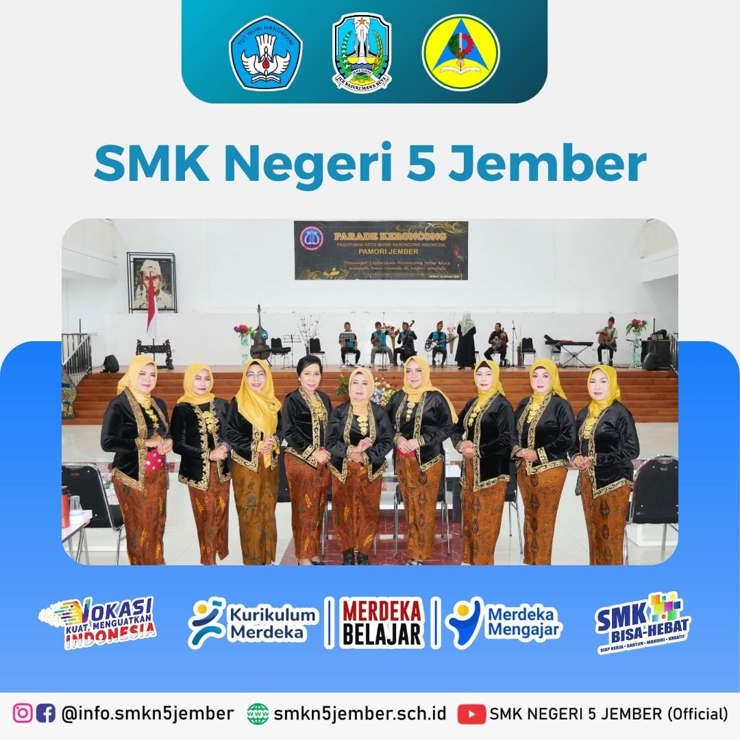 Peserta musik keroncong. Ternyata juga ada di Jember, lho (Sumber foto: Instagram SMKN 5 Jember)