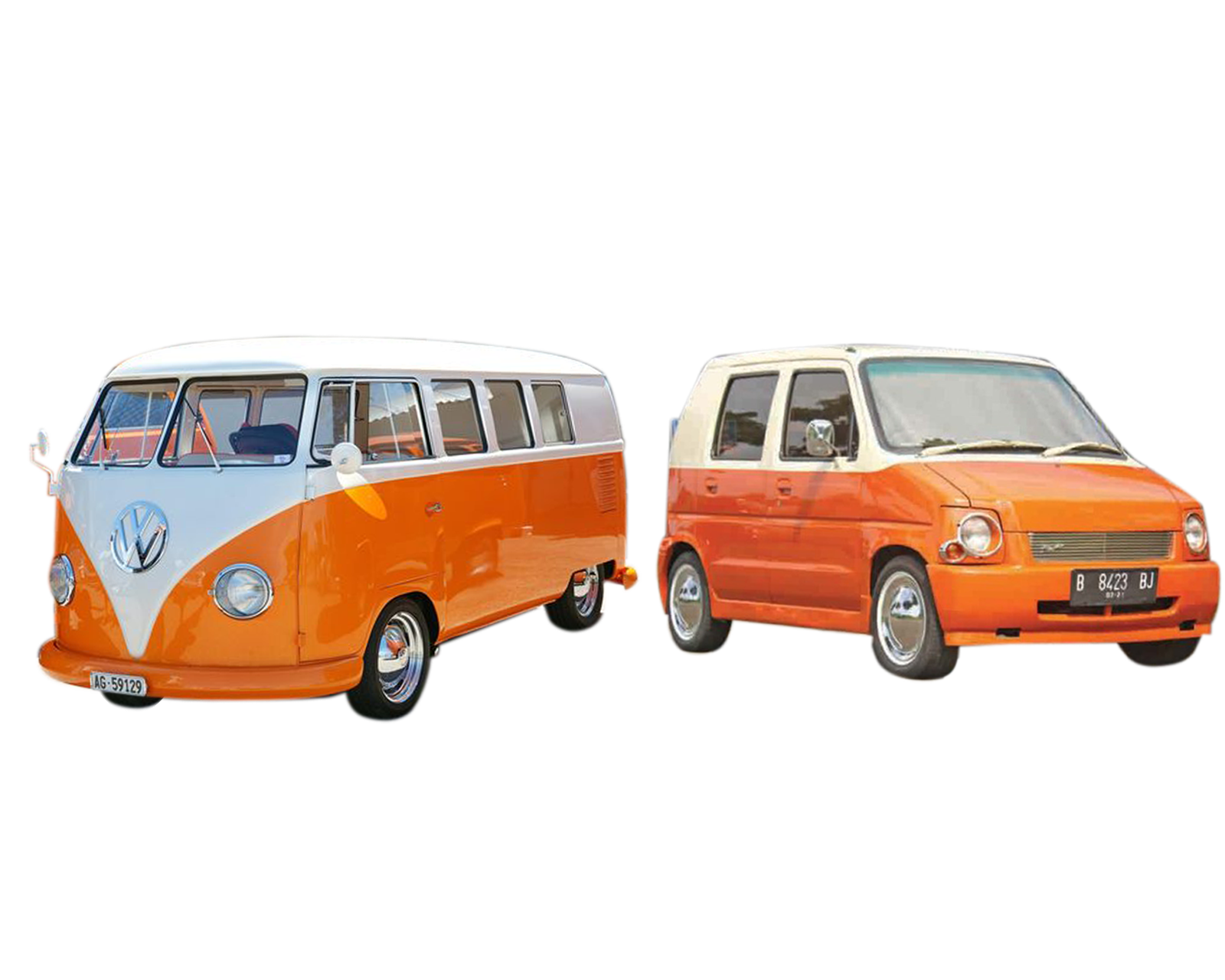 Foto gabungan antara VW Kombi yang mirip dengan modifikasi Karimun Kotak (By: Pinterest - Combi and Co .VW bus dan www.myedisi.com)