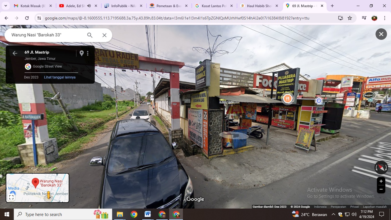 Jalan Batu Raden yang berada di Jalan Mastrip. Lokasi itu banyak kos-kosan. (google street view)
