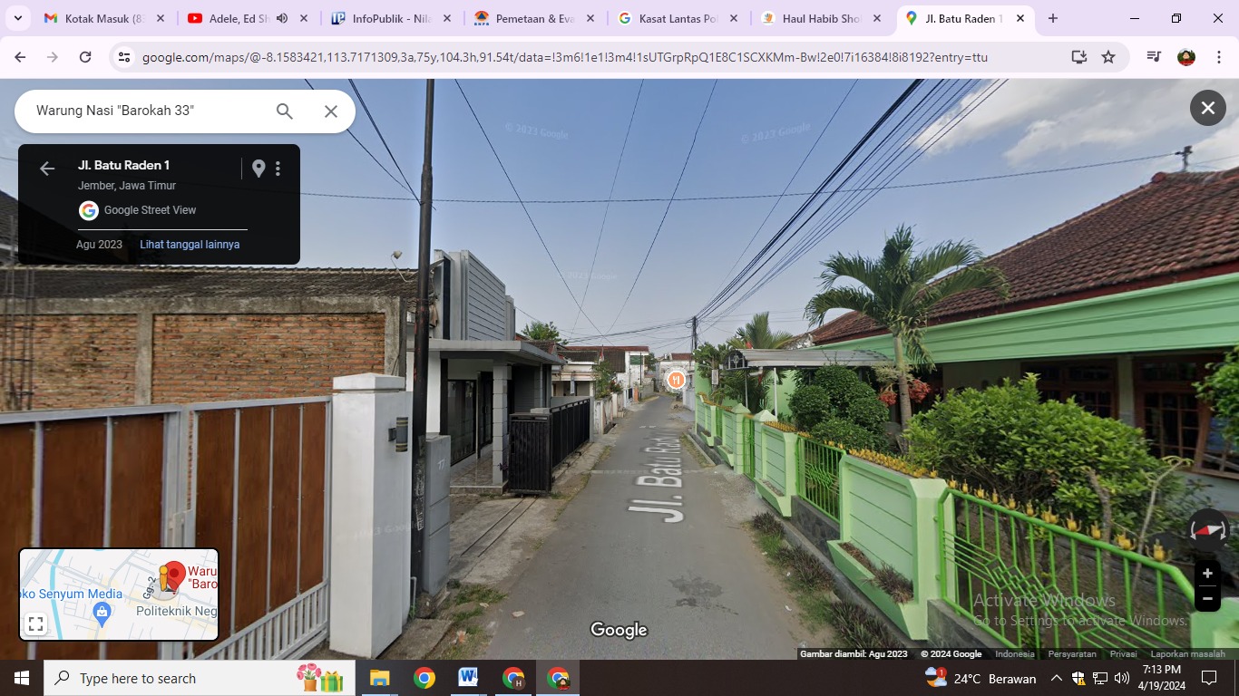 Kondisi daerah kos-kosan di Mastrip dan Batu Raden, Jember. (google street view)
