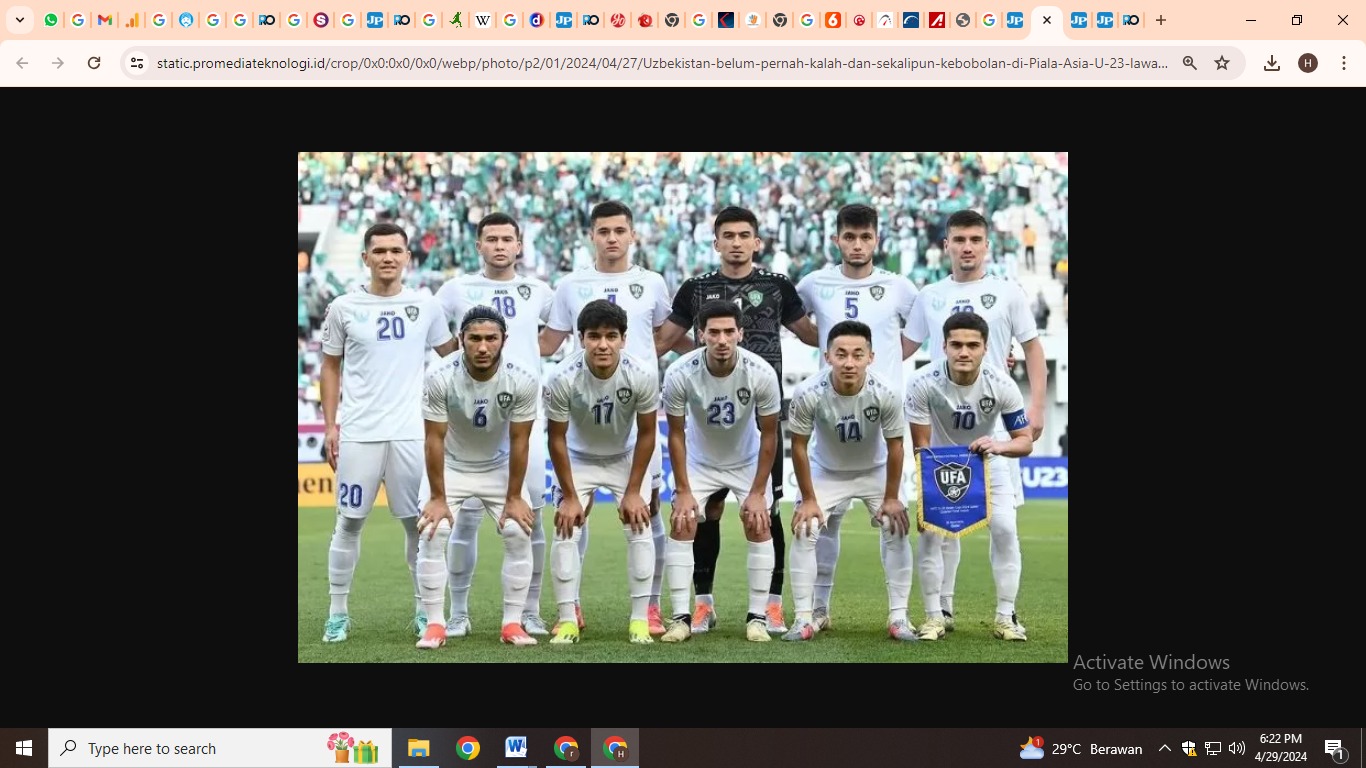 TANGGUH: Uzbekistan belum pernah kalah dan sekalipun kebobolan di Piala Asia U-23, lawan tangguh Timnas Indonesia U-23 di semifinal. (UFA)