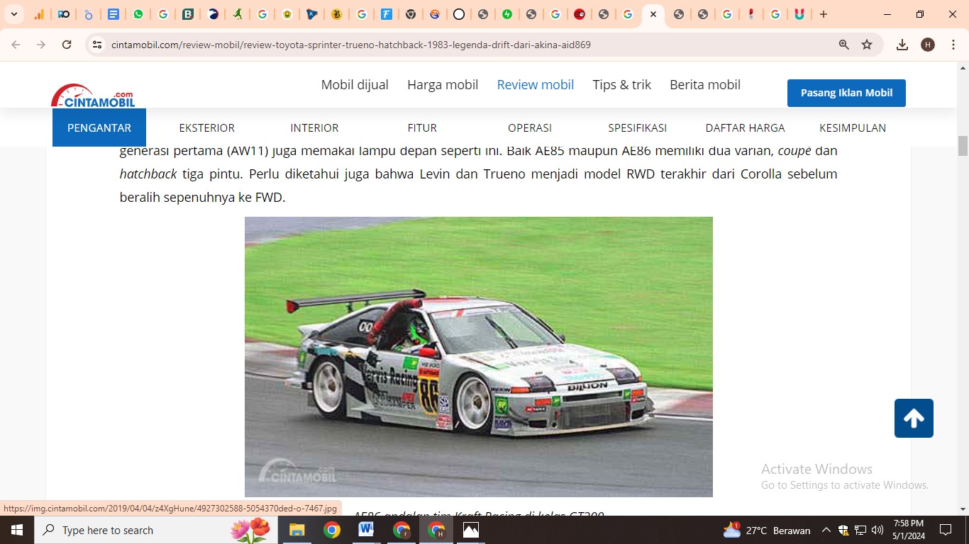 Mobil Toyota Sprinter Trueno yang juga turun pada ajang balap (foto: cintamobil.com)