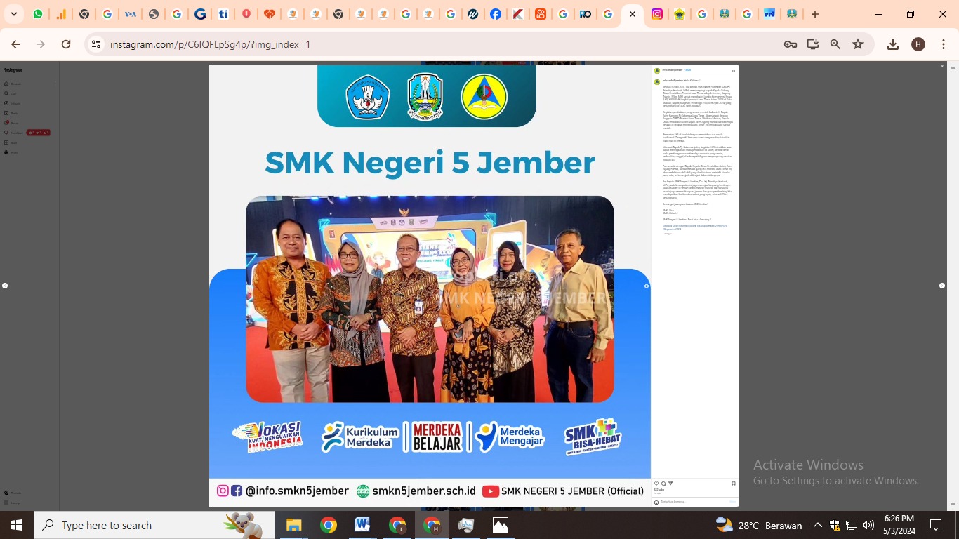 Jajaran Kepala SMK di Jember beserta Kacabdin Jember yang menghadiri LKS Jatim di Madiun pada April 2024.