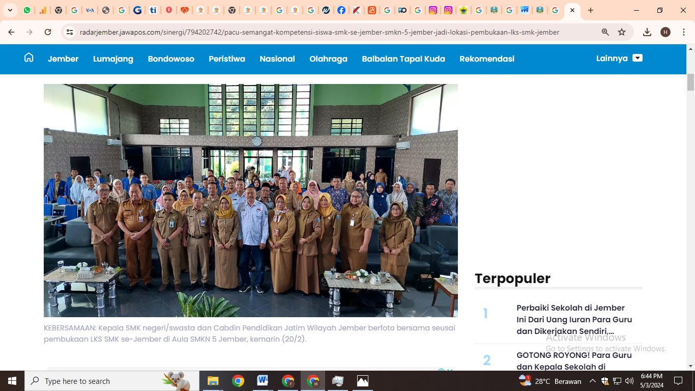 Pembukaan LKS SMK tingkat Jember yang digelar di SMKN 5 Jember pada 20 Februari 2024