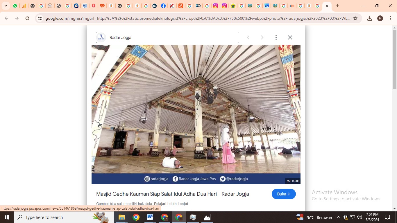Masjid Agung Yogyakarta (Foto: Radar Jogya)