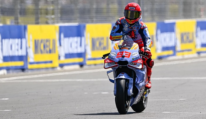 Marc Marquez dengan motor Ducati Desmosedici GP23, Gresini Racing dalam MotoGP 2024
