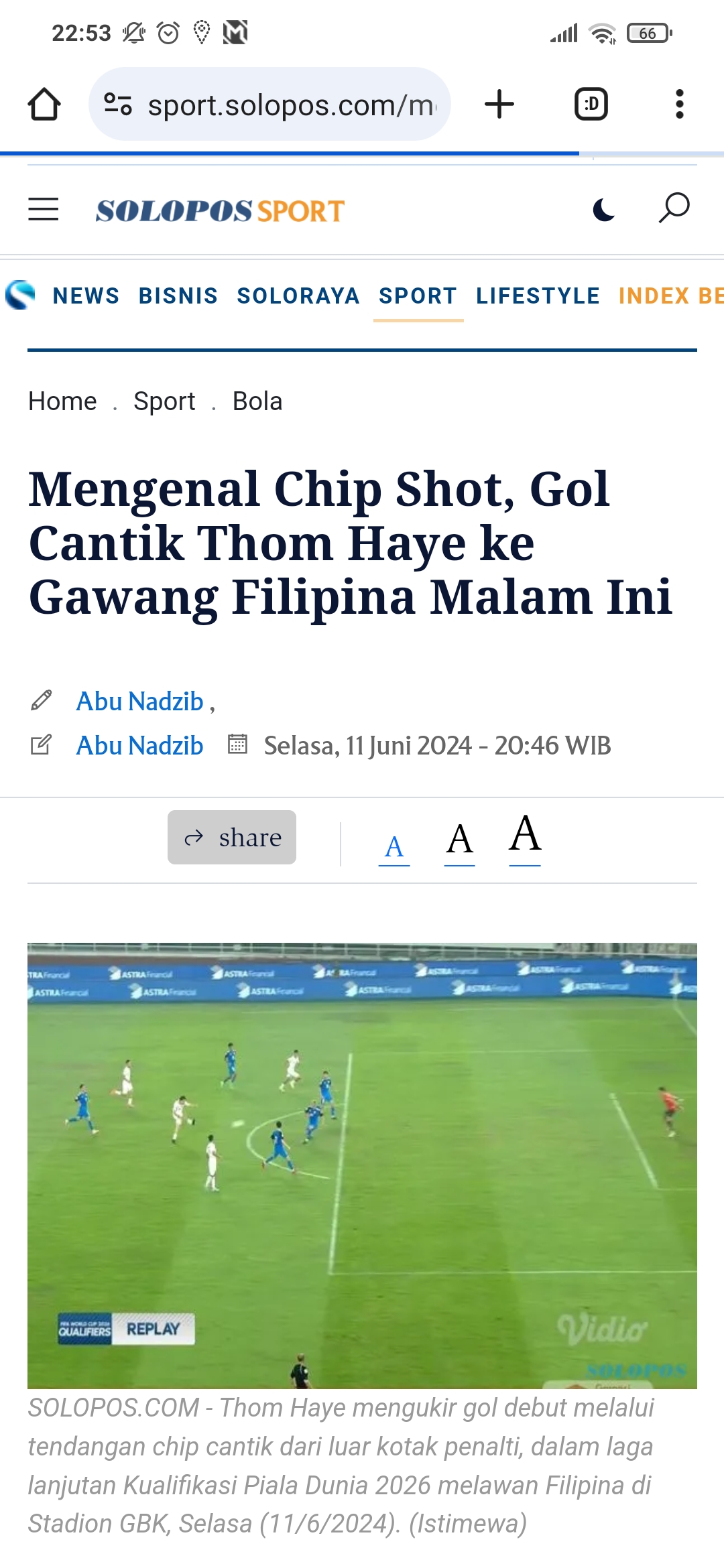 Proses gol Thom Haye saat lawan Filipina (11/6/2024). (Foto: tangkapan layar video.com)