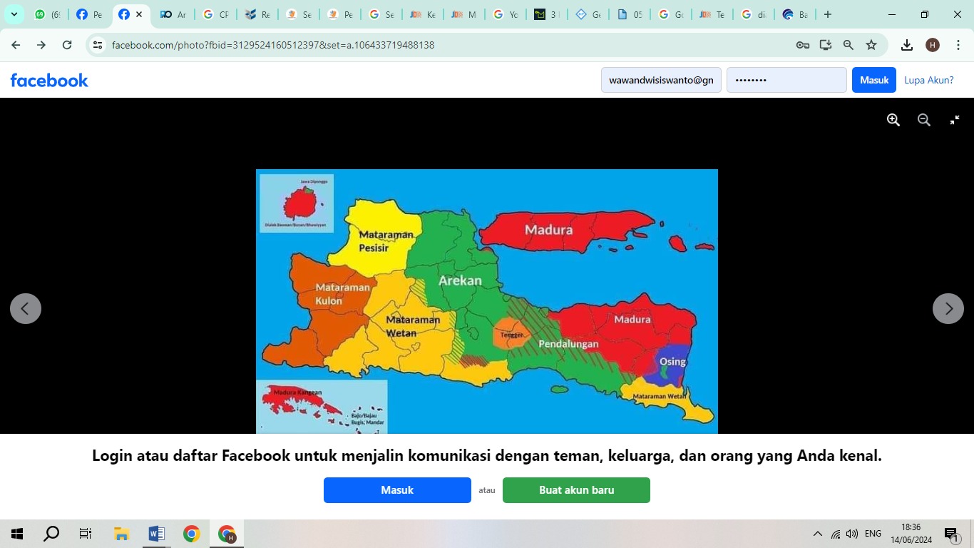 Peta sebaran dialek di Jawa Timur
