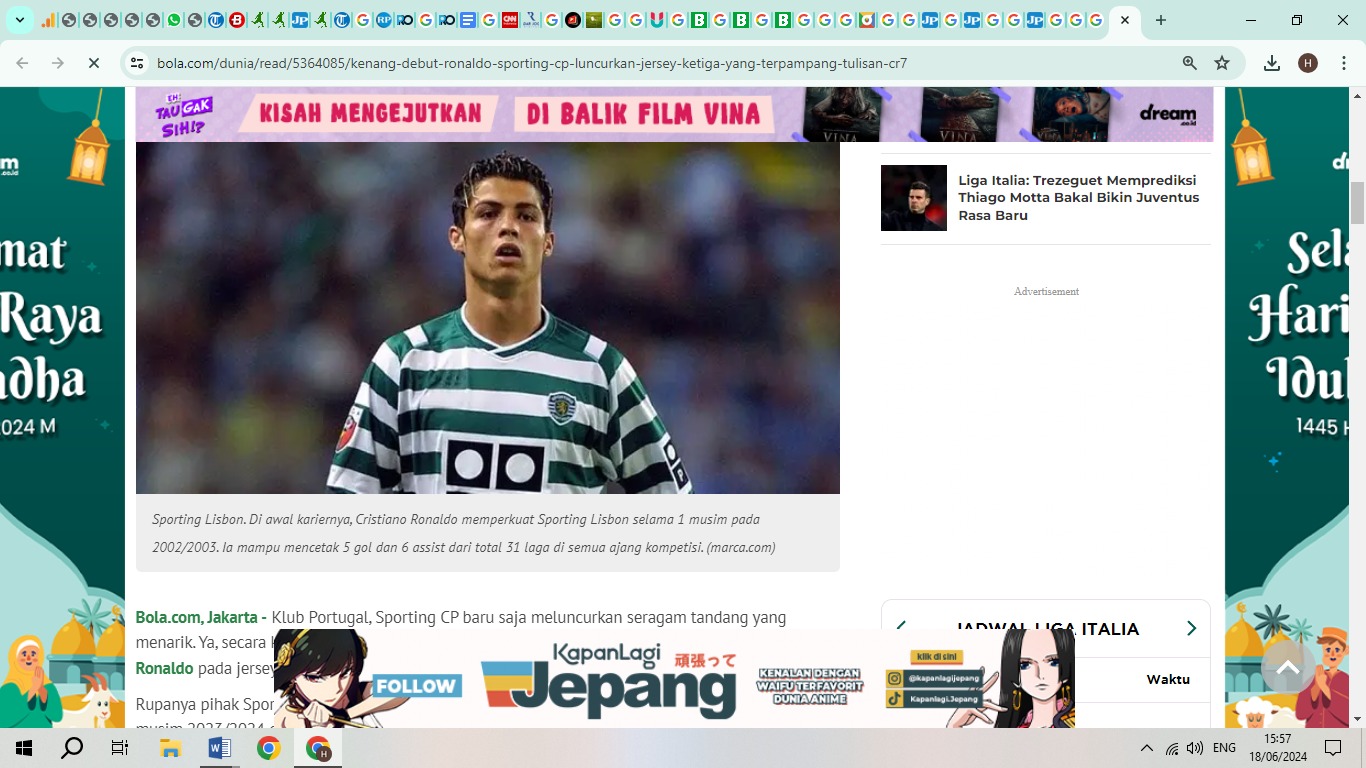 Cristiano Ronaldo yang masih berseragam Sporting Lisbon
