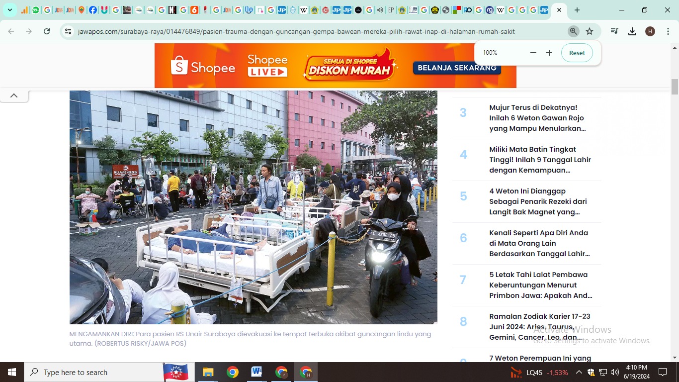 Gempa bawean dirasakan warga Surabaya (Foto: Jawa Pos)