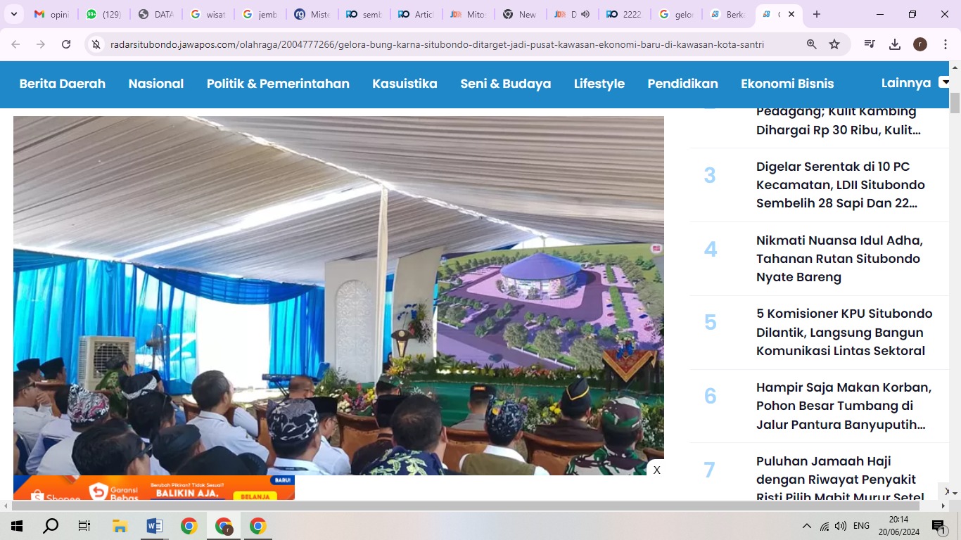 Sejumlah pejabat Pemkab Situbondo ikut menyaksikan peresmian dimulainya Pembangunan GOR Bung Karna. (Iwan Feriyanto/Radar Situbondo