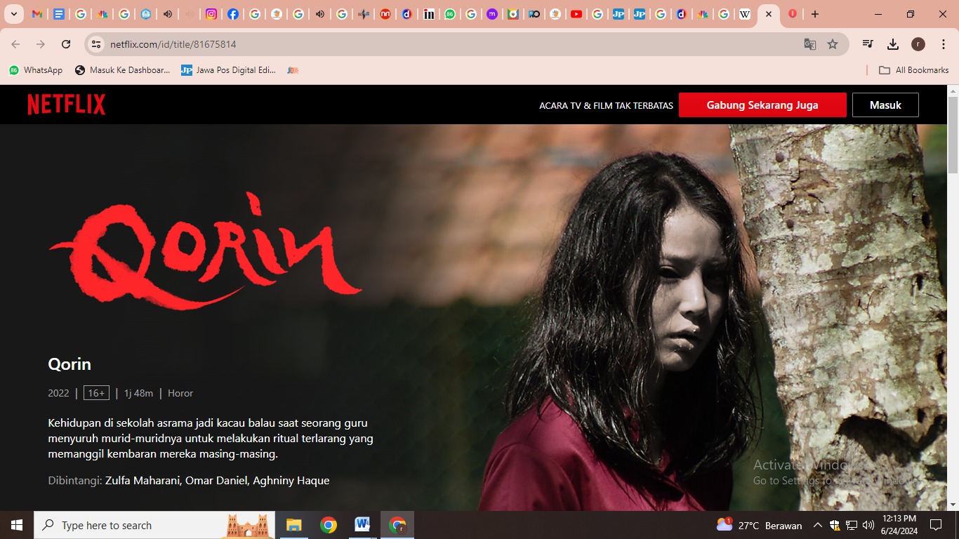 Potongan gambar film Qorin di Netflix