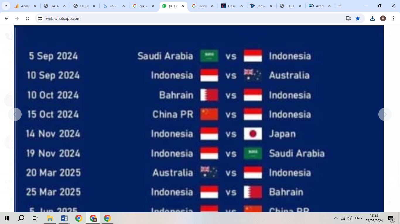 Jadwal Timnas Indonesia